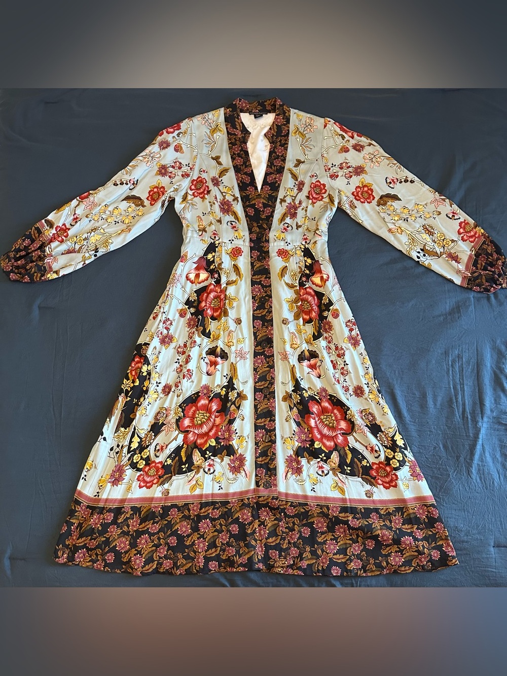 Christian Lacroix Stunning Floral Long Sleeve Maxi Dress - Size Medium